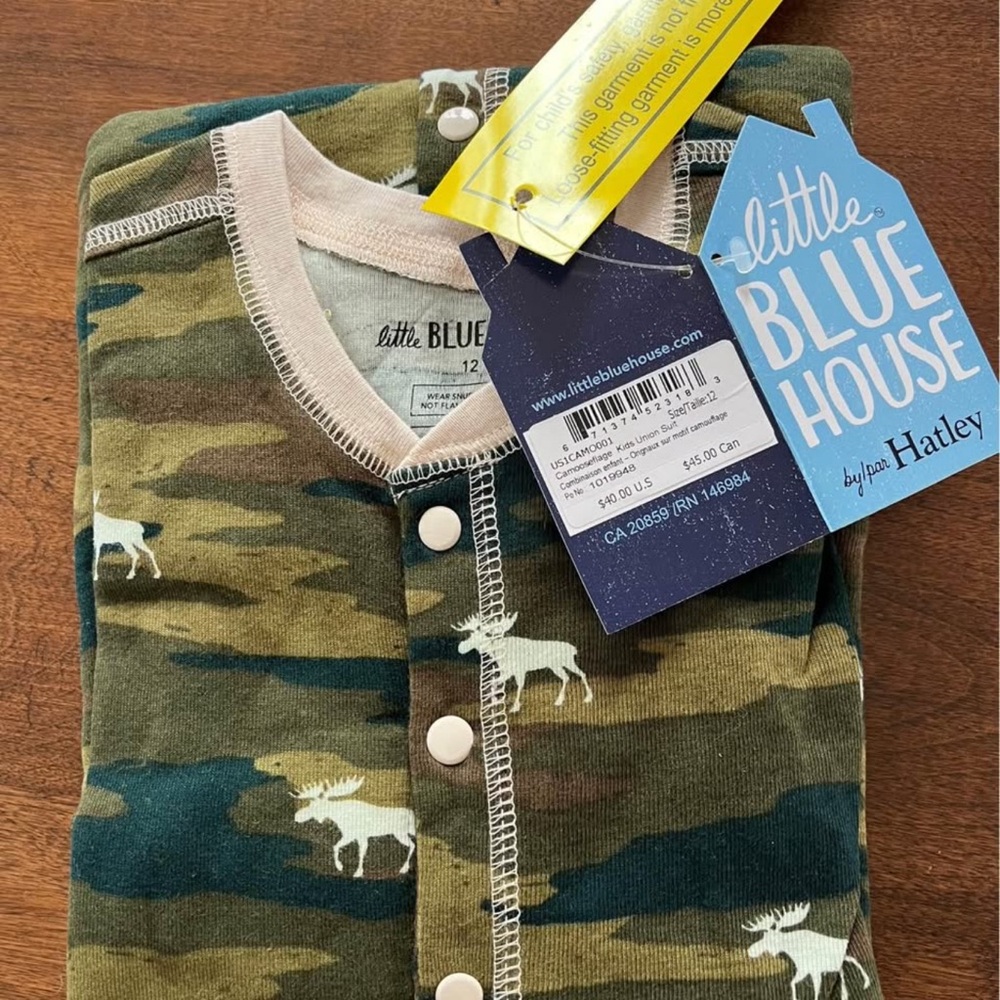 Little Blue House Kids Pajama Set - Camouflage with Moose